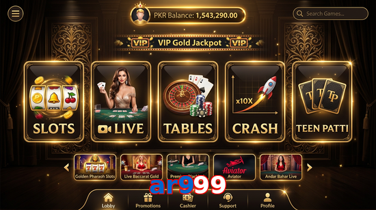 Main screen of Ar999 casino page for PK players